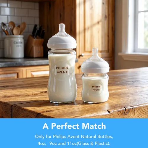 Vista 7 de Anillos de repuesto para pezón compatibles con biberones naturales de Philips Avent, se adapta a 4 onzas, 9 onzas, 11 onzas, plástico y vidrio, sin