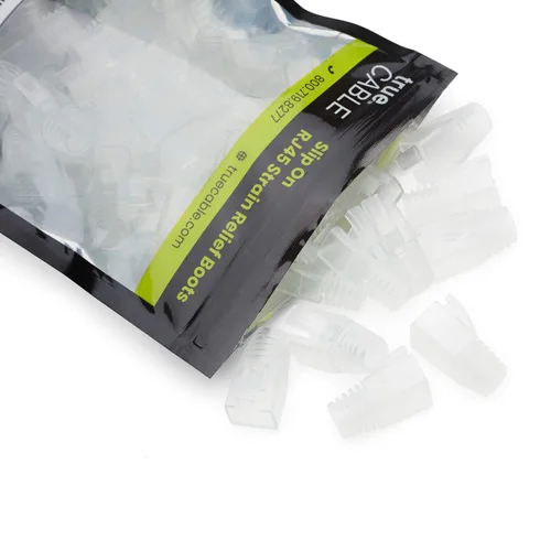 Vista 7 de trueCABLE - Botas de alivio de tensión RJ45, cubierta de PVC de 0.157 pulgadas, transparente, 100 piezas