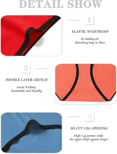 Vista 4 de POKARLA Bragas de bikini de corte alto para mujer, ropa interior de algodón suave y elástica, paquete de 6 unidades (regular y talla grande)