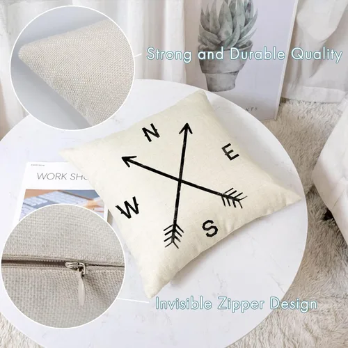 Vista 7 de YeeJu - Funda de cojín cuadrada de lino y algodón con diseño geométrica. Funda de almohada, para exterior, hogar, sofá.
