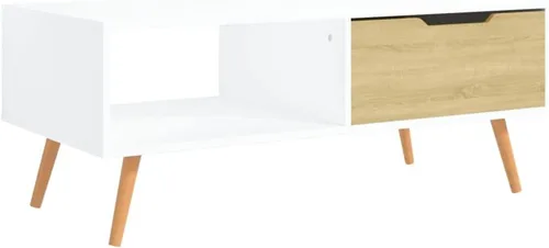 Vista 3 de Mesa de centro, mesa de centro industrial, mesa de centro moderna de mediados de siglo, mesa central para sala de estar, mesa de cóctel, mesa Blanco