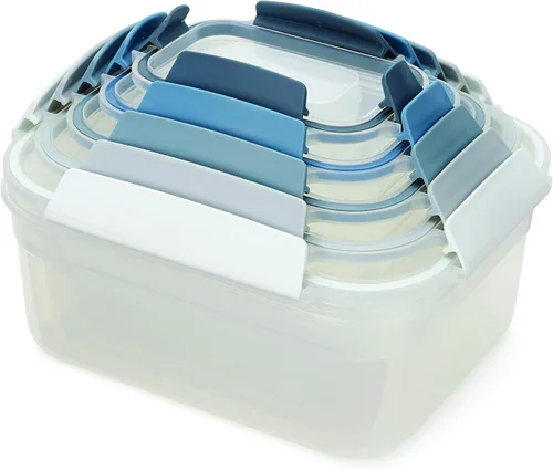 Vista 9 de Joseph Joseph Nest Lock - Juego de 8 recipientes redondos de plástico sin BPA con tapas herméticas a prueba de fugas, multicolor