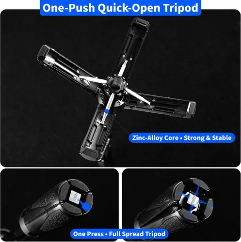 Vista 3 de Trípode magnético para selfie, trípode de bolsillo extensible para teléfono para iPhone y Android, con control remoto Bluetooth desmontable
