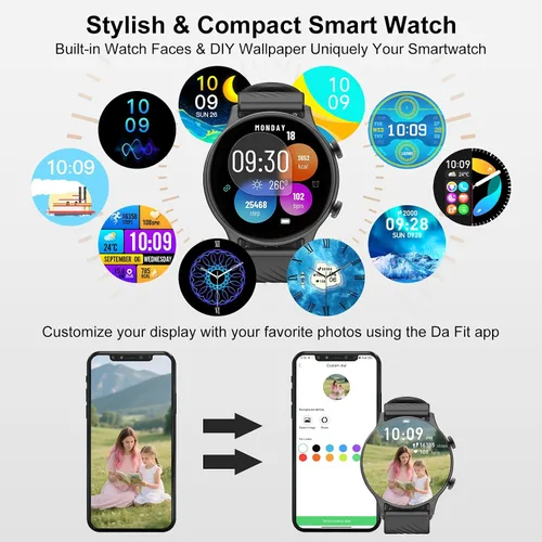 Vista 6 de Relojes inteligentes para mujer, reloj inteligente deportivo para responderhacer llamadas, IP68 rastreadores de fitness con frecuencia cardíaca