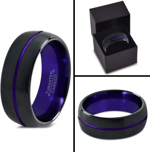 Vista 7 de Chroma Color Collection Anillo de boda de carburo de tungsteno de 0.315in para hombres y mujeres, verde, rojo, fucsia, cobre, verde azulado, azul