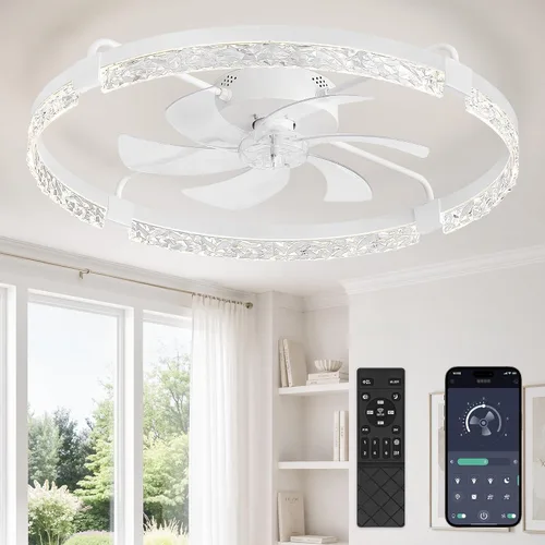 Vista 27 de LEDIARY Ventiladores de techo de perfil bajo de 19.7" con luces, aplicación
