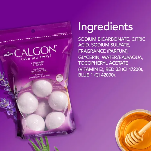 Vista 7 de Calgon Bath Fizzies, Lavanda y Miel, 8 piezas