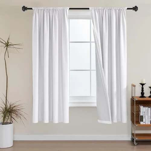 Vista 18 de H.VERSAILTEX Cortinas 100% de opacidad para cocina, con aislamiento térmico, cortinas opacas completas con forro blanco, cortinas de eficiencia