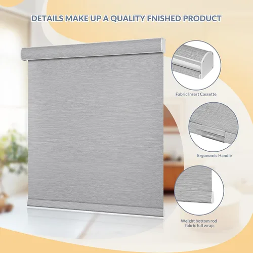 Vista 4 de Boolegon Persianas enrollables opacas para ventanas, color caqui