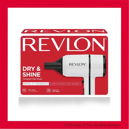 Vista 6 de Revlon Crystal C + secador de pelo compacto de cerámica Brillo duradero y menos encrespamiento