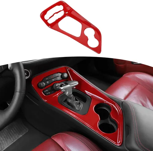 Vista 8 de RT-TCZ para Challenger Cubierta de Recorte de Panel de Cambio de Marchas de Fibra de Carbono de la Consola Central para Dodge Challenger 2015-2023