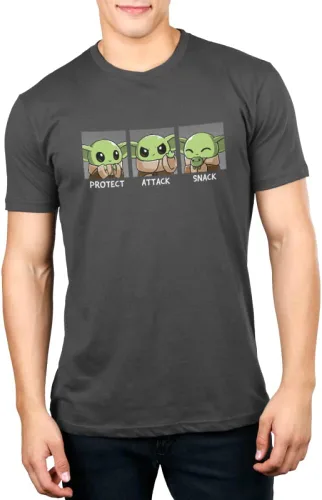 Vista 3 de TeeTurtle Camiseta estándar de Star Wars Protect, Attack, Snack para hombre