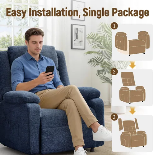 Vista 7 de Korser Silla reclinable eléctrica, sillas de sala de estar para adultos Azul-5