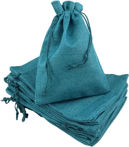 Vista 47 de Palmhomee Paquete de 20 bolsas de regalo de arpillera con cordón, bolsas de joyería de lino, bolsas de yute de boda para joyas y bolsas