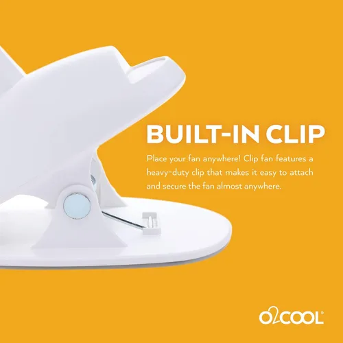 Vista 6 de O2COOL Ventilador de clip de batería USB recargable de 5 pulgadas, ventilador ajustable con 3 velocidades, cuello ajustable, cuello de cisne largo