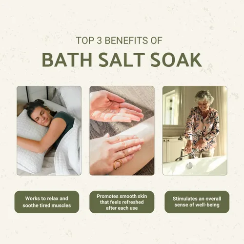 Vista 3 de Mezcla de sales de baño (16 onzas, paquete de 1) – Sal mineral pura de grano grueso – Se utiliza como baño de sal, baño de baño, remojo de pies, spa