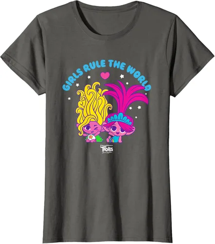 Vista 6 de DreamWorks Trolls Band Together - Camiseta para niñas con leyenda "Rule", diseño Negro