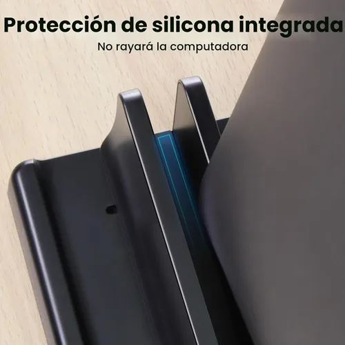 Vista 4 de Soporte vertical 3 en 1 para laptop, base ajustable de plástico ABS para computadora de escritorio, soporte vertical para laptop, ahorro de espacio