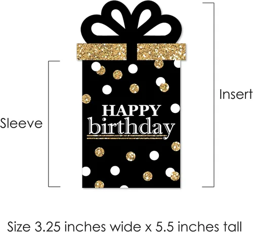 Vista 6 de Big Dot of Happiness Juego de 8 fundas para tarjetas de regalo y dinero para fiestas de cumpleaños para adultos, doradas, para tarjetas de regalo