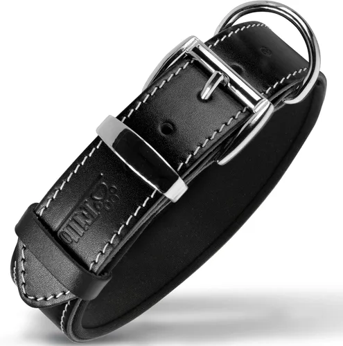 Vista 11 de Filbert Collar de cuero para perro, collar de cuero genuino para perros pequeños, estampado de patas en relieve con hebilla, grano completo curtido