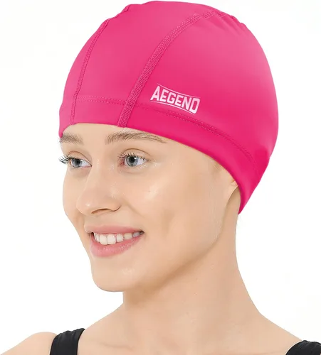 Vista 8 de Aegend Gorro de natación de tela, capa impermeable de silicona, gorra de natación de tela transpirable, mantiene el cabello seco con alta