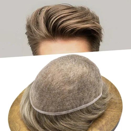 Vista 17 de Completo suizo encaje tupé para hombres pieza de pelo real sistema de reemplazo de cabello humano para hombres Toupee Hairpieces para hombres 7x9