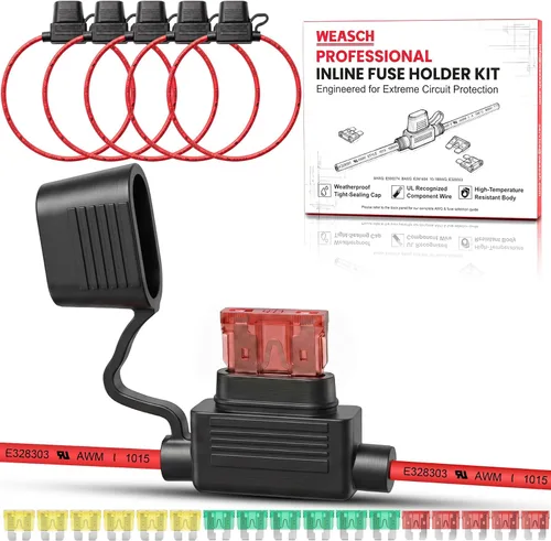 Vista 15 de 2 Pack 8 AWG 12V Maxi Fuse Holder UL Recognized Wire with 80A Fuses IP67 8 Gauge Heavy-duty Fuse Holder for High-Current 12V Systems, Including