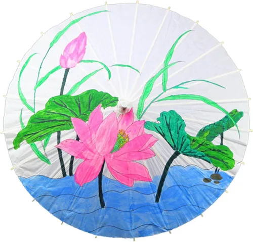 Vista 5 de Honio Kids Paper Parasol Retro Bamboo and Paper for Smooth Opening and Closing Elegant Paper Parasol White
