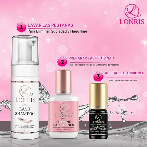 Vista 4 de 8-9 semanas de retención/pegamento de extensión de pestañas de volumen/Platinum Extra Strong LONRIS Lash / 0.5-1 segundo tiempo de secado/unión