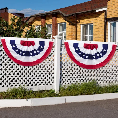 Vista 7 de Motiloo Bandera de abanico plisada de Estados Unidos, 2 x 4 pies, bandera patriótica de Estados Unidos con medio abanico para decoración del 4