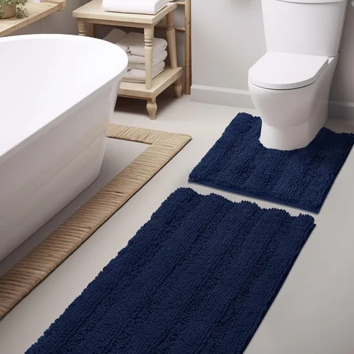 Vista 44 de NICETOWN Tapete negro para baño, antideslizante, suave, absorbente de agua, tapete de bajo perfil para entrada, tapete para vestíbulo, puerta