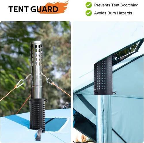 Vista 5 de CHANGE MOORE Protector de malla de chimenea de estufa ignífuga, protección antiquemaduras, protección de tienda de campaña, estufa al aire libre