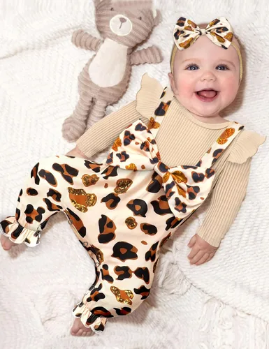Vista 2 de Queenstyle Ropa de bebé niña de manga larga, overol lindo traje de bebé de 0 a 18 meses