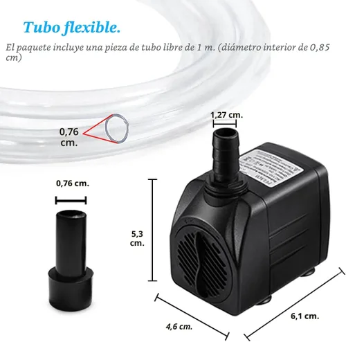 Vista 2 de PULACO Bomba de fuente pequeña de 160 GPH, bomba de agua sumergible ultra silenciosa (600 l/h, 10 vatios) con tubo de 3.3 pies para acuarios, fuente