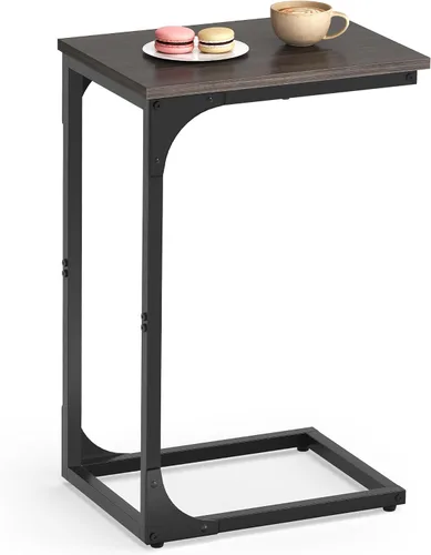 Vista 9 de VASAGLE - Mesa auxiliar en forma de C, mesa lateral pequeña para sofá, mesa de sofá con estructura metálica para sala de estar, dormitorio, mesita