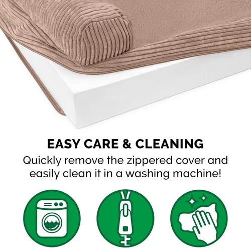 Vista 7 de Furhaven Cama para perro. Sofá estilo tradicional terapéutico. Sofá cama de lujo de sala para mascotas con funda extraíble, para perros y gatos