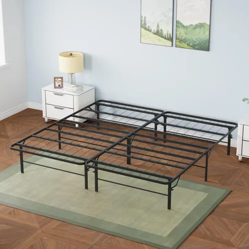 Vista 11 de PayLessHere Base de cama de metal plegable con plataforma de metal con soporte de hasta 1000 libras de listones de acero, soporte sin ruido, marco
