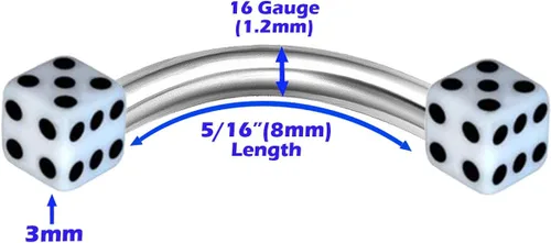 Vista 2 de MATIGA 6 Uds Acero calibre 16 516 0.315 in barra curva Piercing Joyería Rook Cartílago Tragus Daith Ceja 0.118 in UV Acrílico Más Opciones