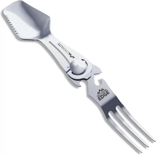 Vista 9 de Outdoor Edge ChowPal - Multiherramienta para comer con cuchillo plegable, tenedor, cuchara, abrebotellas, abrelatas, llave graduada