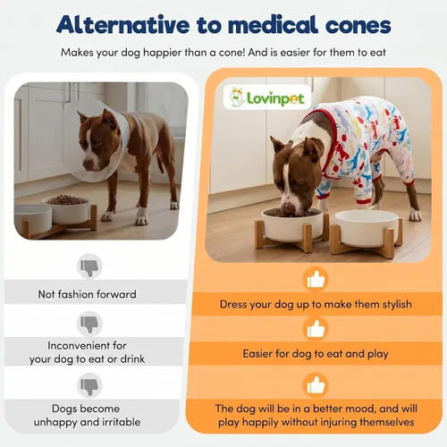 Vista 6 de LovinPet Pijama gigante para perros grandes, camisa de recuperación quirúrgica para perros grandes, pijamas para mascotas para perros, para dejar