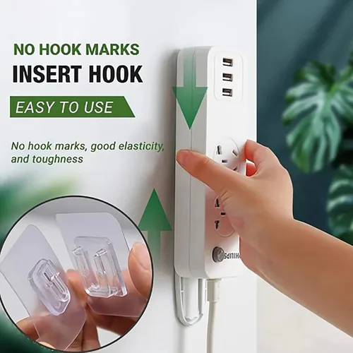 Vista 2 de Ganchos de pared adhesivos transparentes de doble cara, ganchos de pared adhesivos transparentes de doble cara, autoadhesivos sin uñas, sin daños
