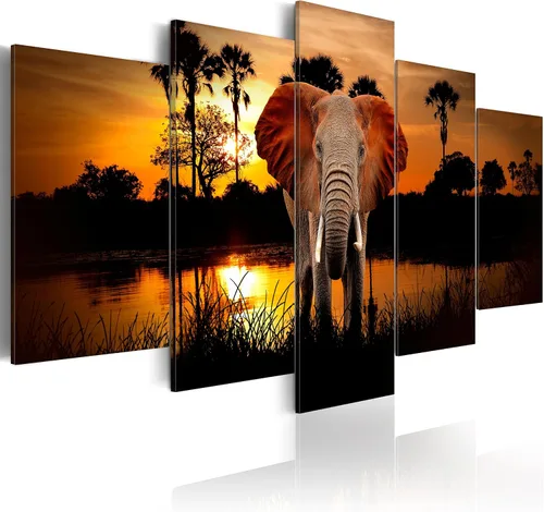 Vista 58 de artgeist Lienzo acústico para pared, diseño de África, 40 x 20 pulgadas, 5 piezas con impresión de sonido de espuma acústica, sala de arte de África