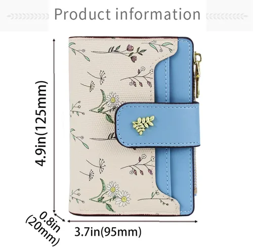 Vista 2 de Farcauo Cartera para Mujer delgada con Flores Kawaii, Carteras para Mujeres, Cartera Linda y delgada para Mujeres, Contemporáneo