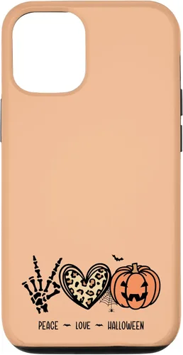 Vista 4 de Funda para iPhone 13 Pro Max Peace Love Halloween Murciélagos Arañas Calabaza Leopardo Corazón