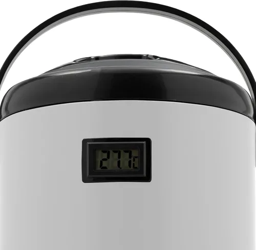 Vista 8 de Dispensador de bebidas aislado con tapa, dispensador de agua fría y caliente de acero inoxidable de 2.1 galones con termómetro y espiga, apto