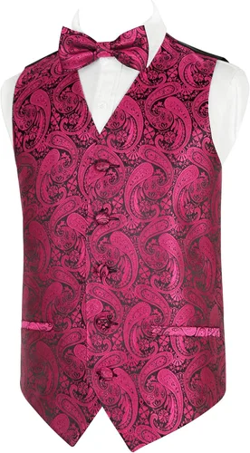 Vista 42 de Alizeal Conjunto de 2 piezas de corbata de lazo preatada de jacquard de cachemira con estampado floral clásico para niños