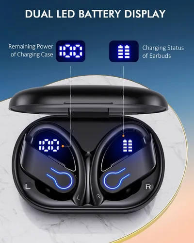 Vista 3 de CoolJumper Auriculares inalámbricos Bluetooth 120H de tiempo de reproducción Auriculares Bluetooth 5.3 para deportes, auriculares estéreo Hi-fi