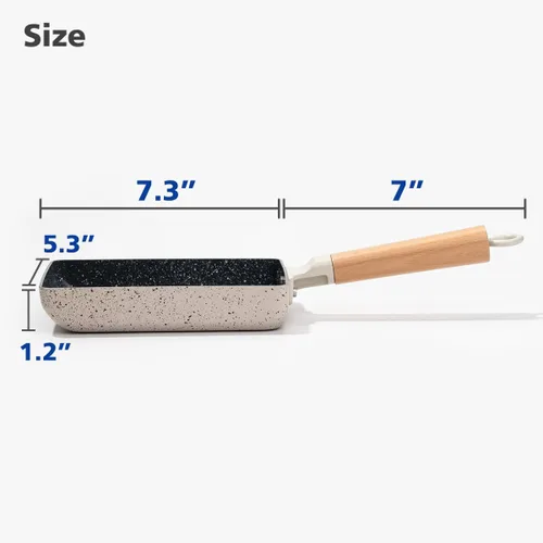 Vista 4 de Sartén cuadrada con revestimiento de cerámica, sartén pequeña de tortilla tamagoyaki japonesa, sartén rectangular antiadherente para huevos