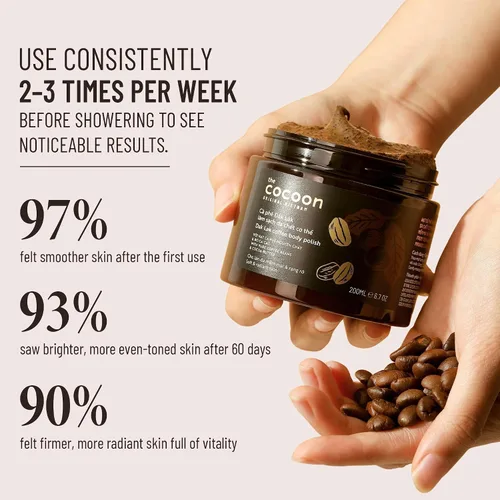 Vista 4 de Cocoon Original Vietnam Dak Lak Coffee Body Scrub 20.3 fl oz / 20.3 fl oz – Esmalte corporal exfoliante con posos de café, manteca de cacao y Body