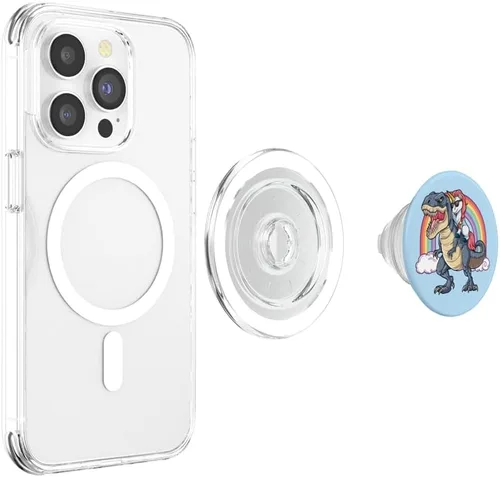 Vista 4 de Lindo unicornio equitación dinosaurio bebé azul T rex Squad Rainbow PopSockets PopGrip: agarre intercambiable para teléfonos y tabletas PopSockets